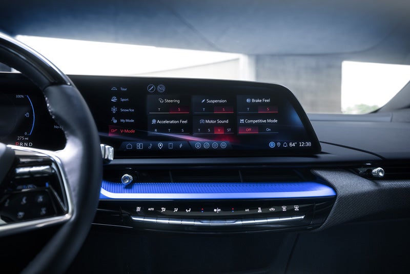 The 2026 OPTIQ-V Display Screen Displaying the V-Mode Settings | Wallace Cadillac, LLC in Stuart FL