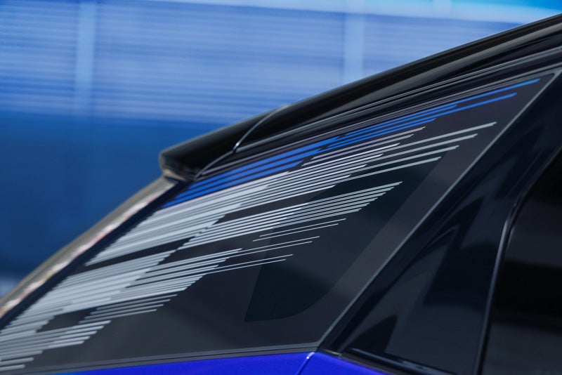 Close-up of the Modern Pattern on the 2026 OPTIQ-V Rear Quarter Glass | Wallace Cadillac, LLC in Stuart FL